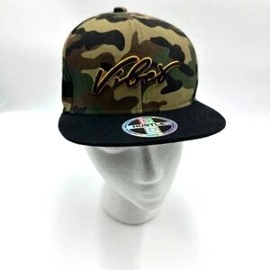Vibes Hat Cap Snap Back One Size Camouflage Green Black Flat Brim OG Hustle Mens